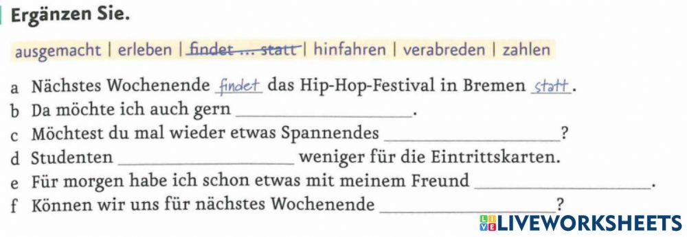 Menschen A 2.1. Lektion 6: Verben zuordnen
