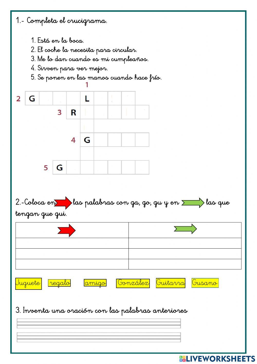 Aprendemos ga, go, gu, gue y gui.