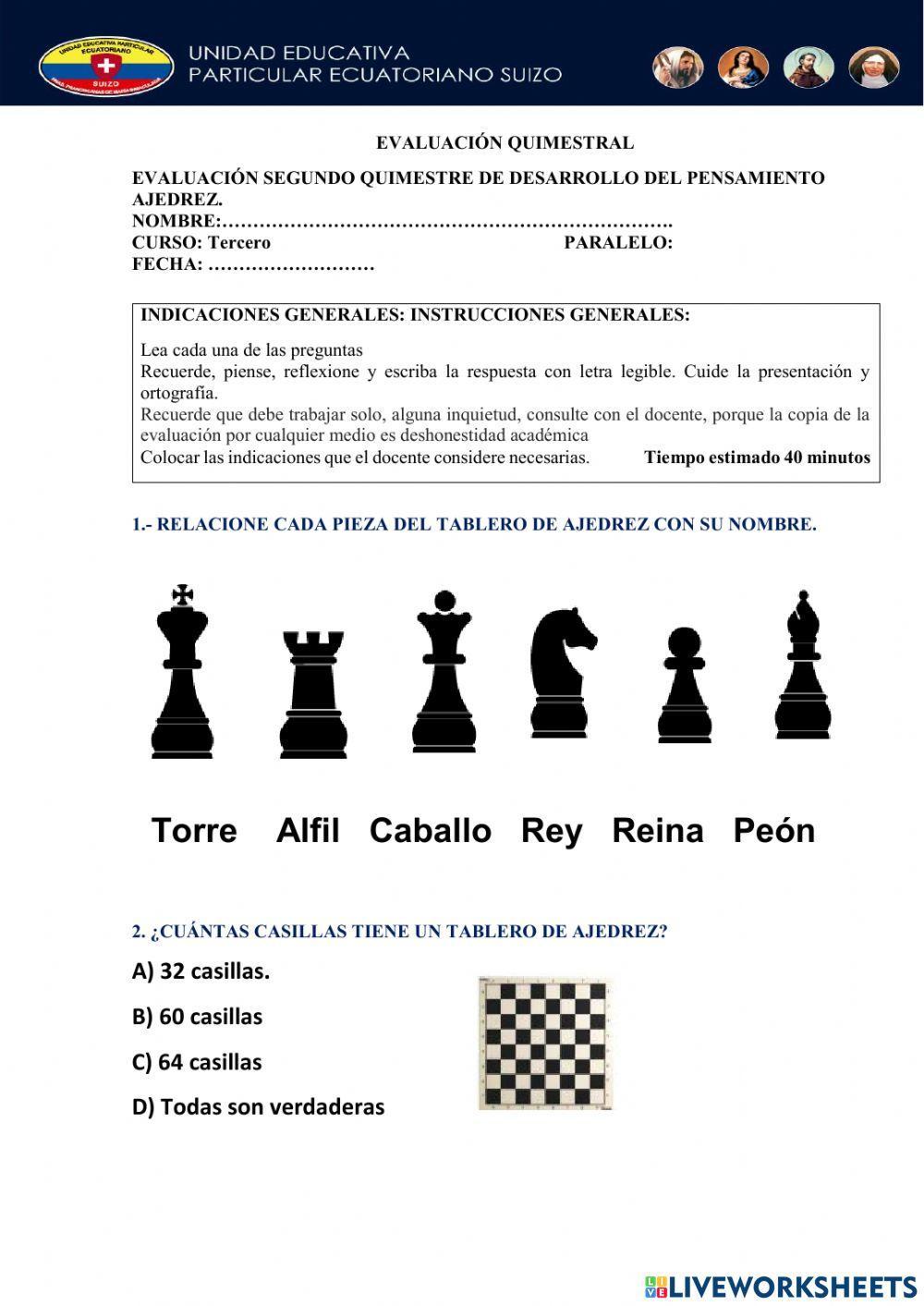 Evaluación II quimestre ajedrez