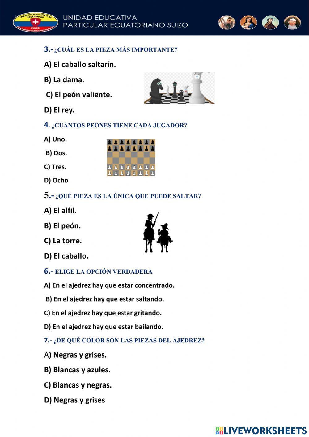 Evaluación II quimestre ajedrez