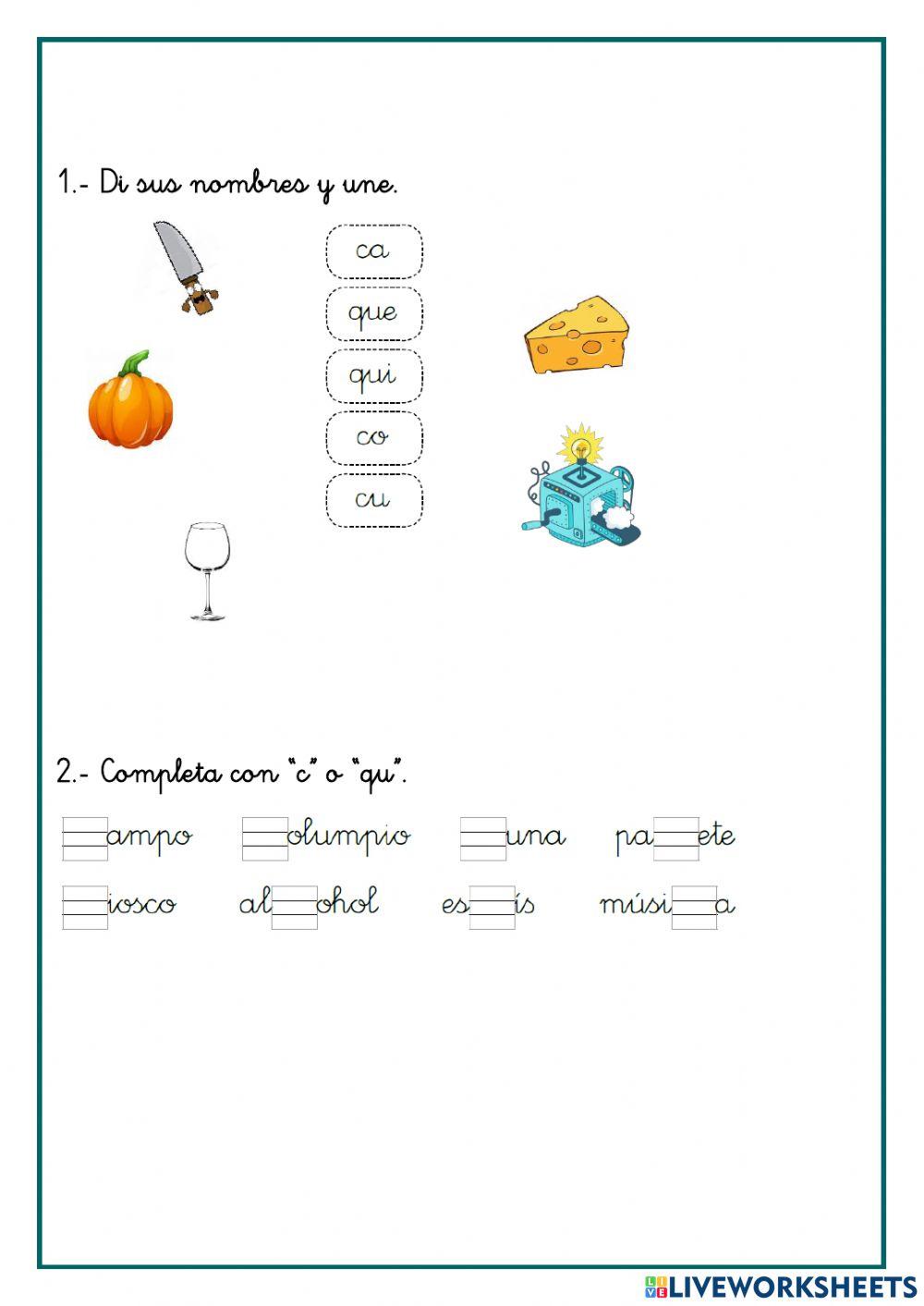 Aprendemos ca, co, cu, que y qui.