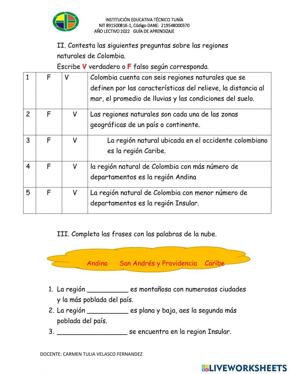 Regiones naturales de Colombia