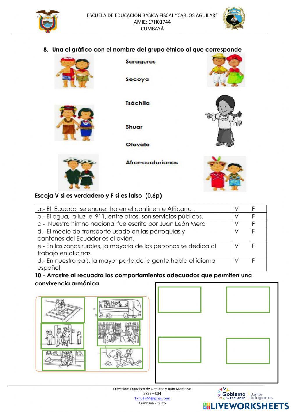 Evaluación segundo quimestre estudios sociales