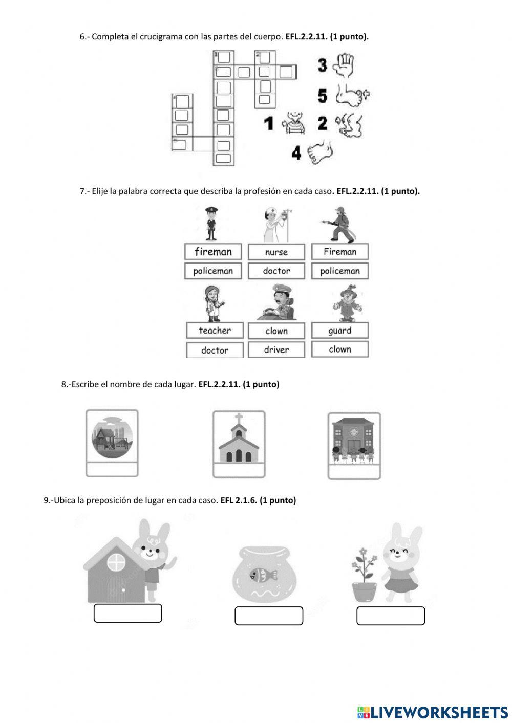Evaluacion Segundo Inglés