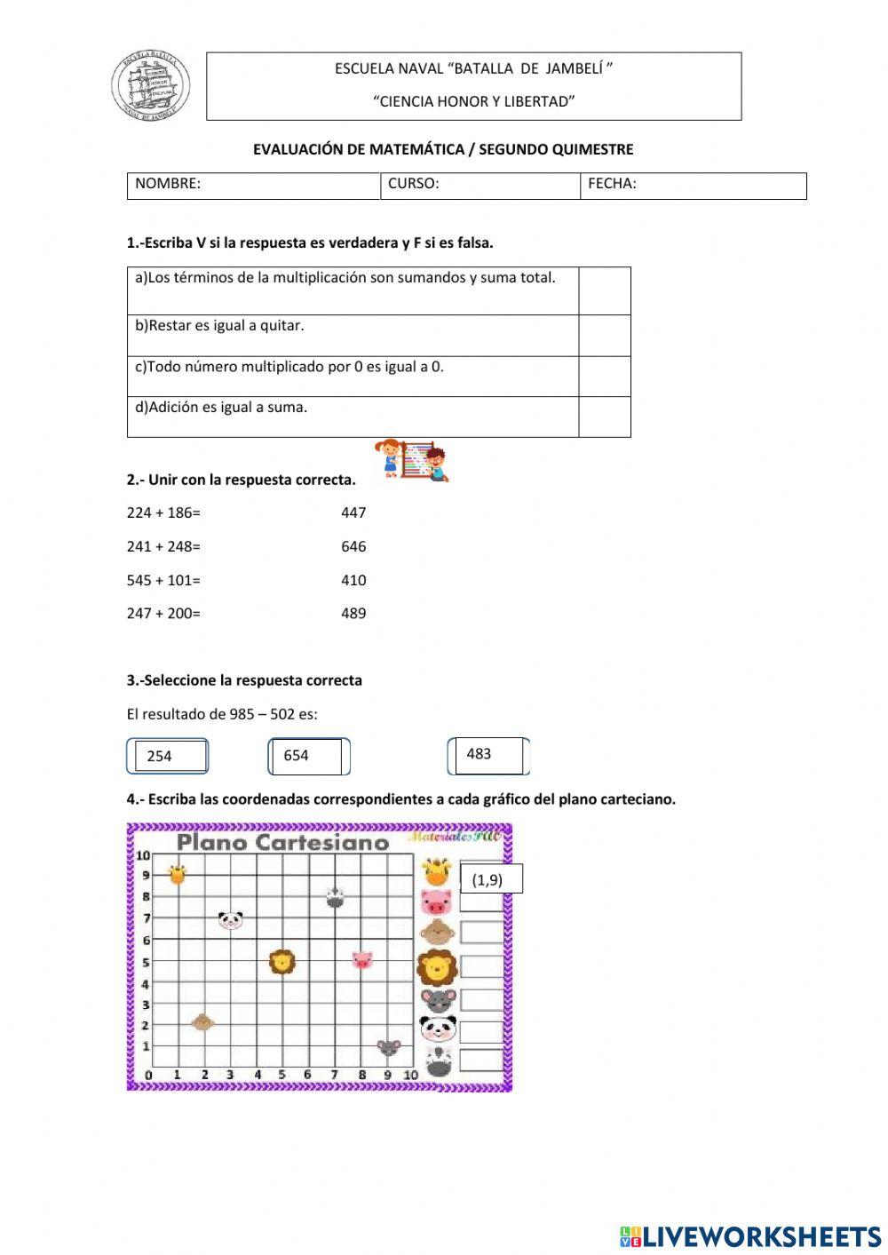 Examen de matematica - qii Examen de matematica - qii