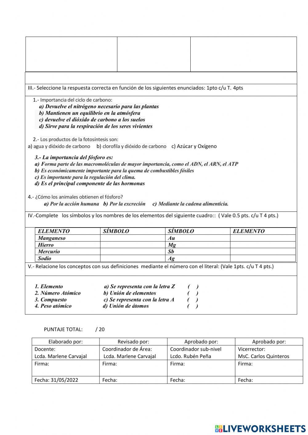 Examen quimestral 10mos