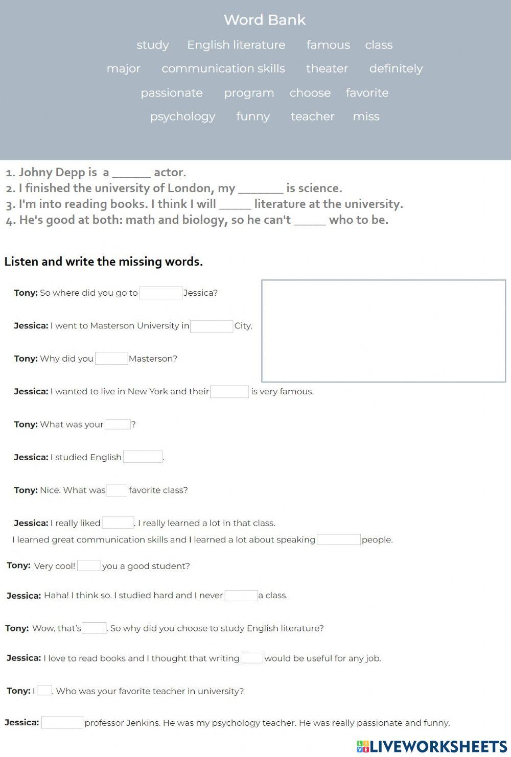 Talking about university