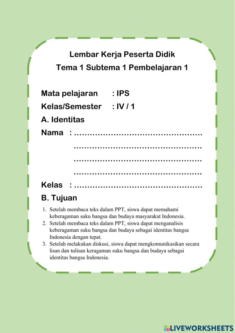 Tema 1 Subtema 1 Kelas 4