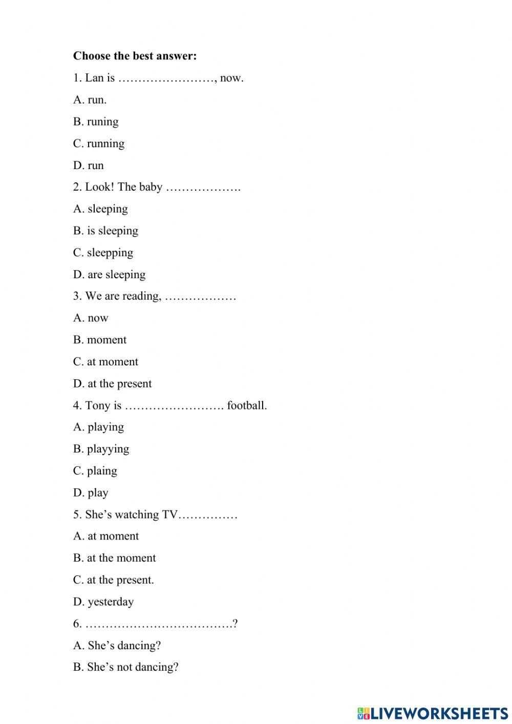 present continuous tense-grade 3