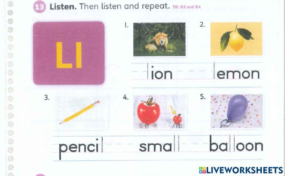 Phonics f, v, g, l