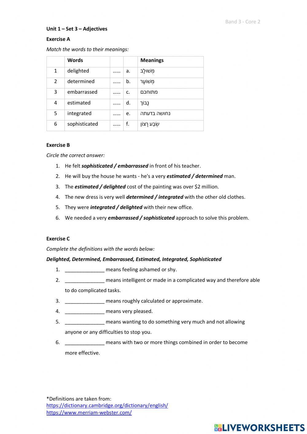 Band 3 (Core 2) - Unit 1 - Set 3