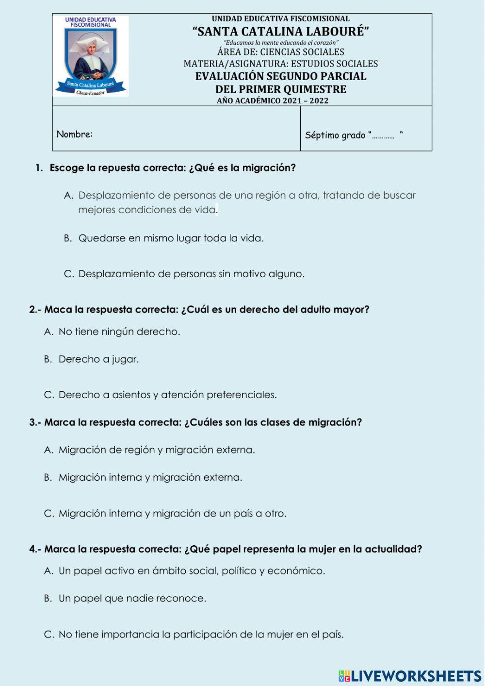 Evaluación de Estudios Sociales