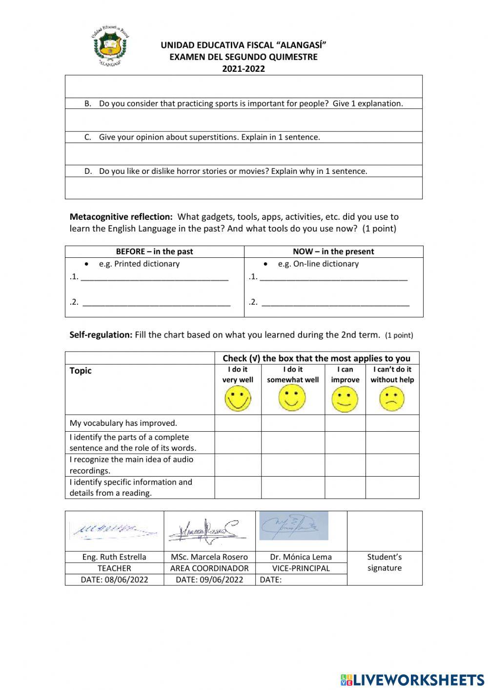2nd Term English Exam