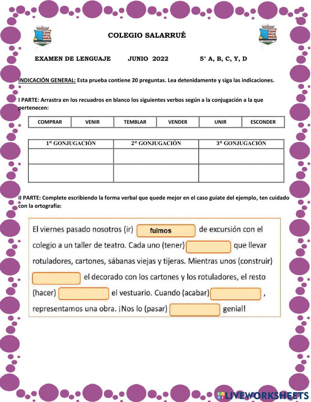 EXAMEN DE LENGUAJE JUNIO