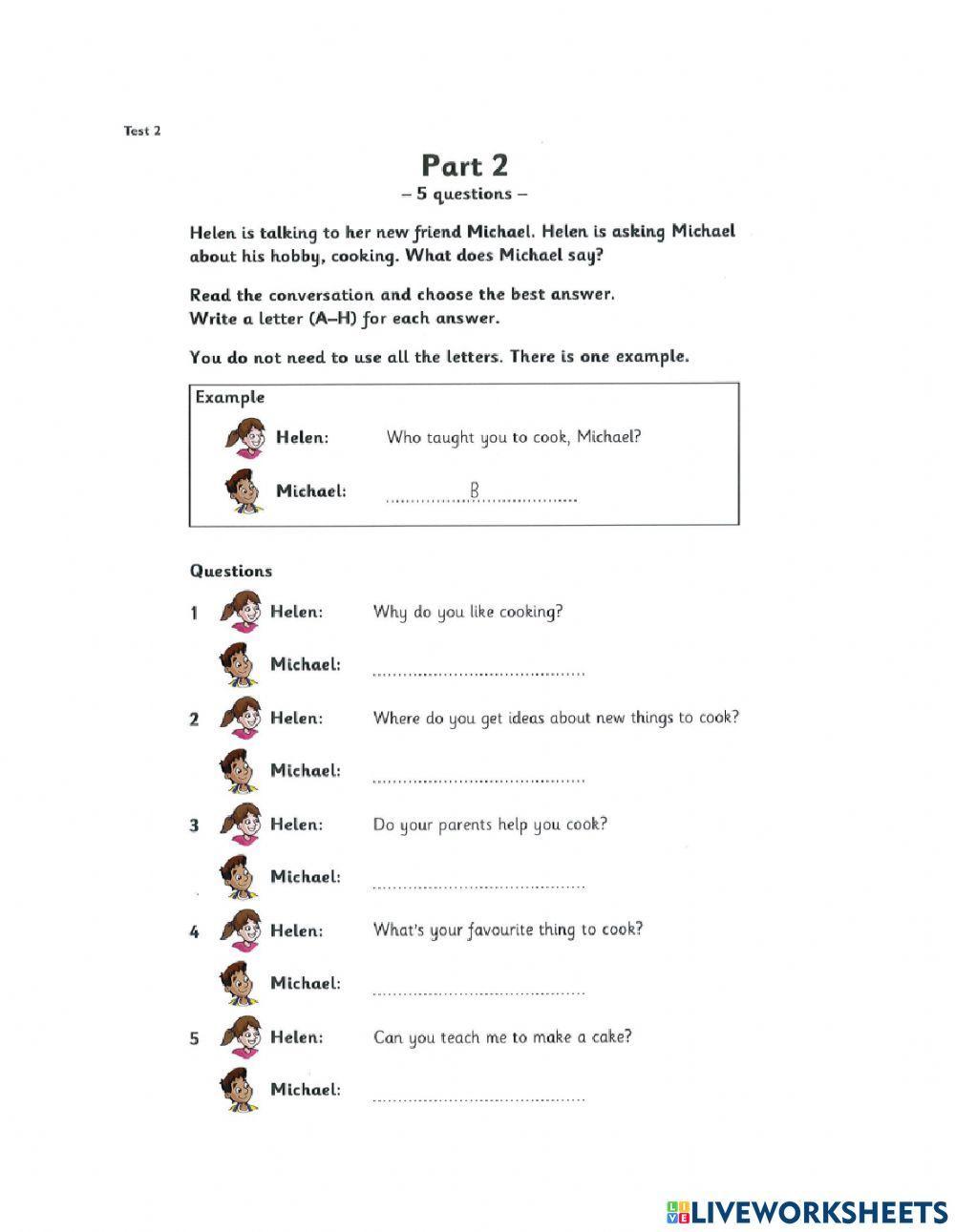 Flyers 4 Test 2 R&W Part 1-5