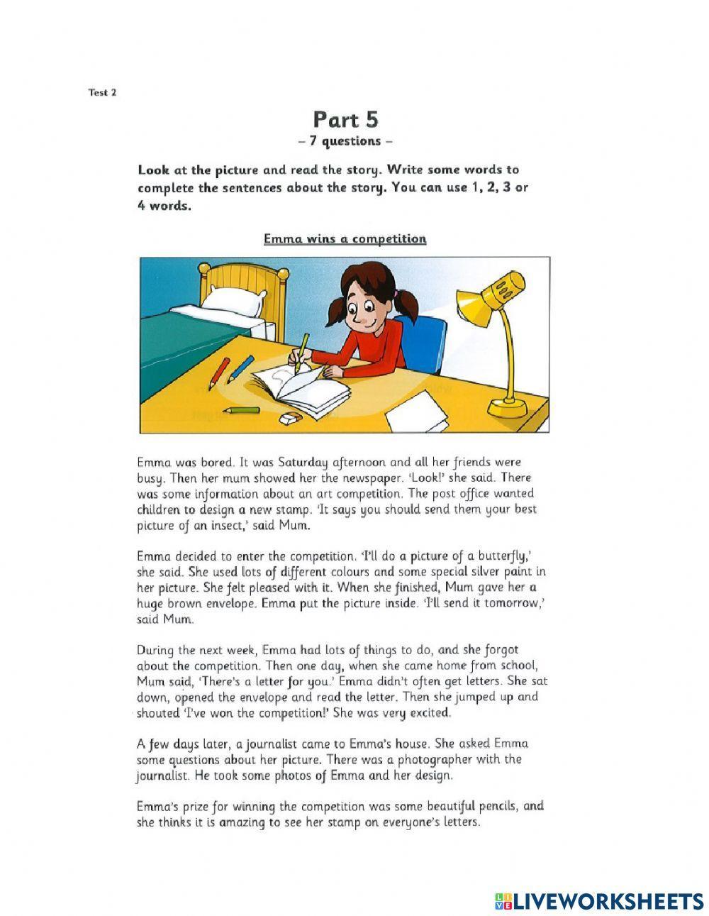 Flyers 4 Test 2 R&W Part 1-5