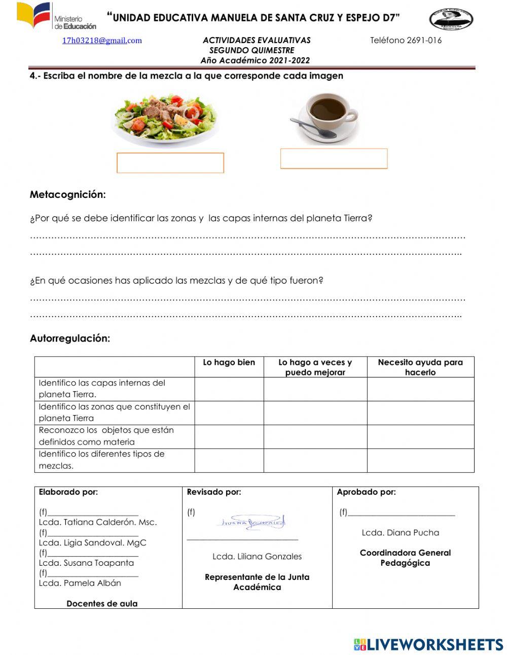 Evaluación CIENCIAS NATURALES
