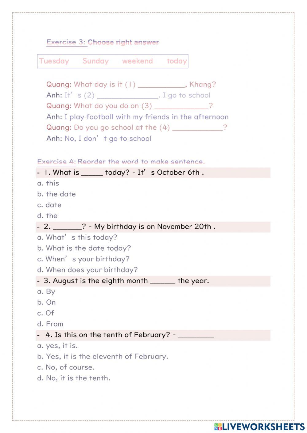 Test lớp 4 unit3-4