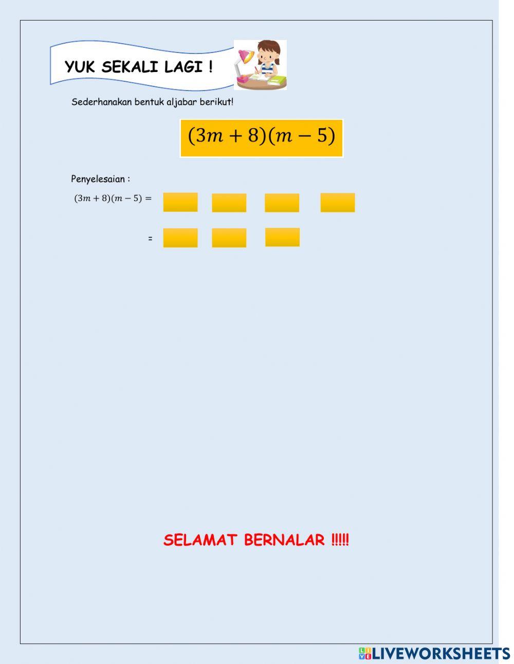 OperasI Bentuk Aljabar VII