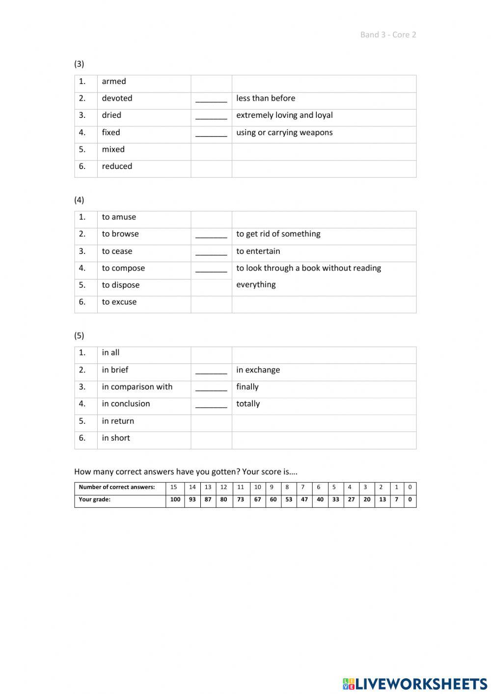 Band 3 (Core 2) - Unit 2 - Test