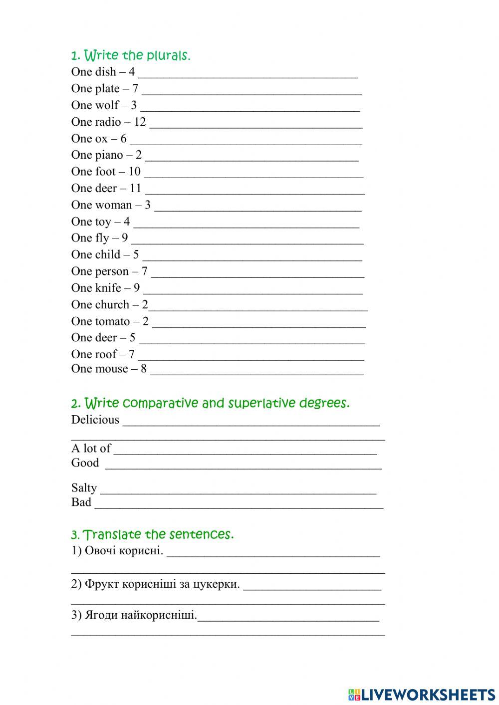 Green 3 worksheet 22