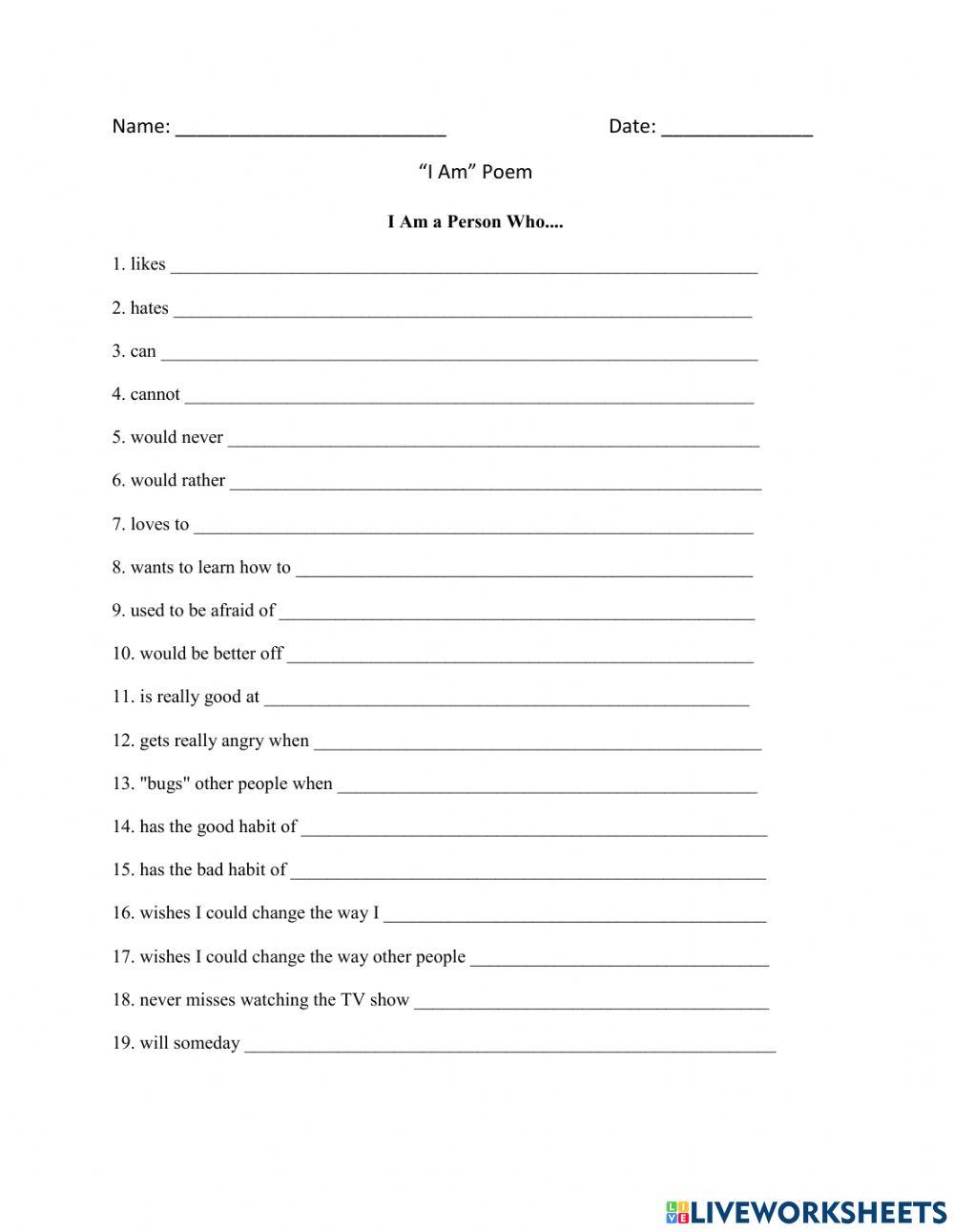 I am  Poem write your Own