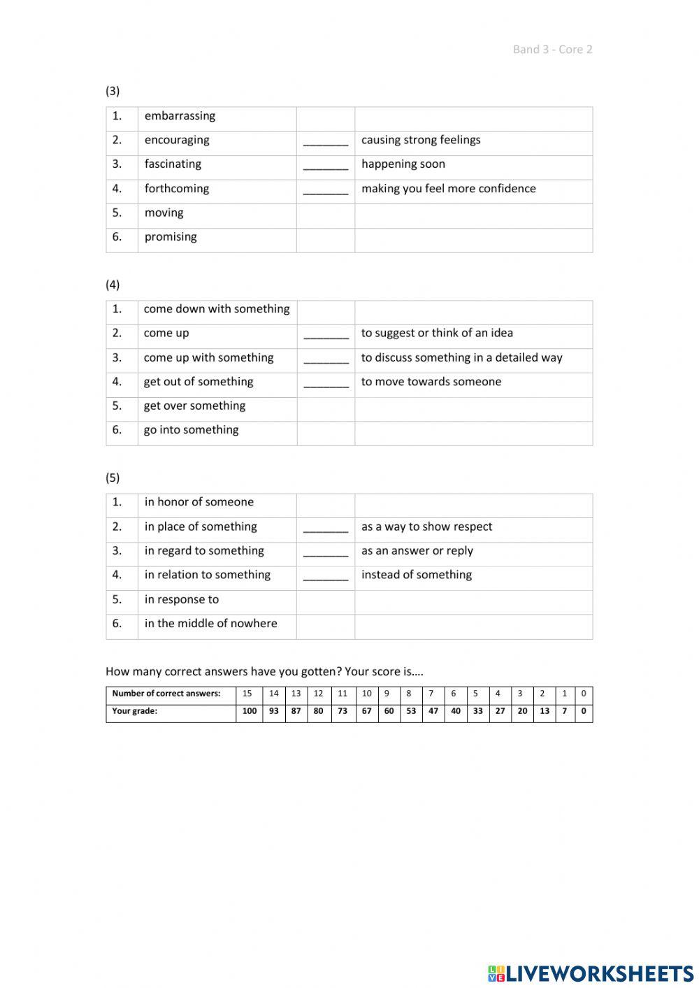 Band 3 (Core 2) - Unit 3 - Test