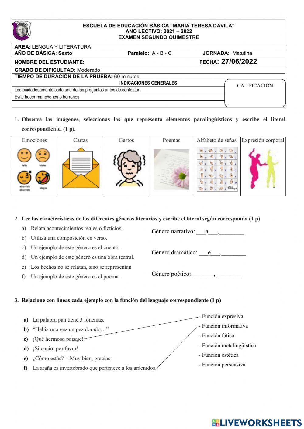 Evaluación - segundo quimestre
