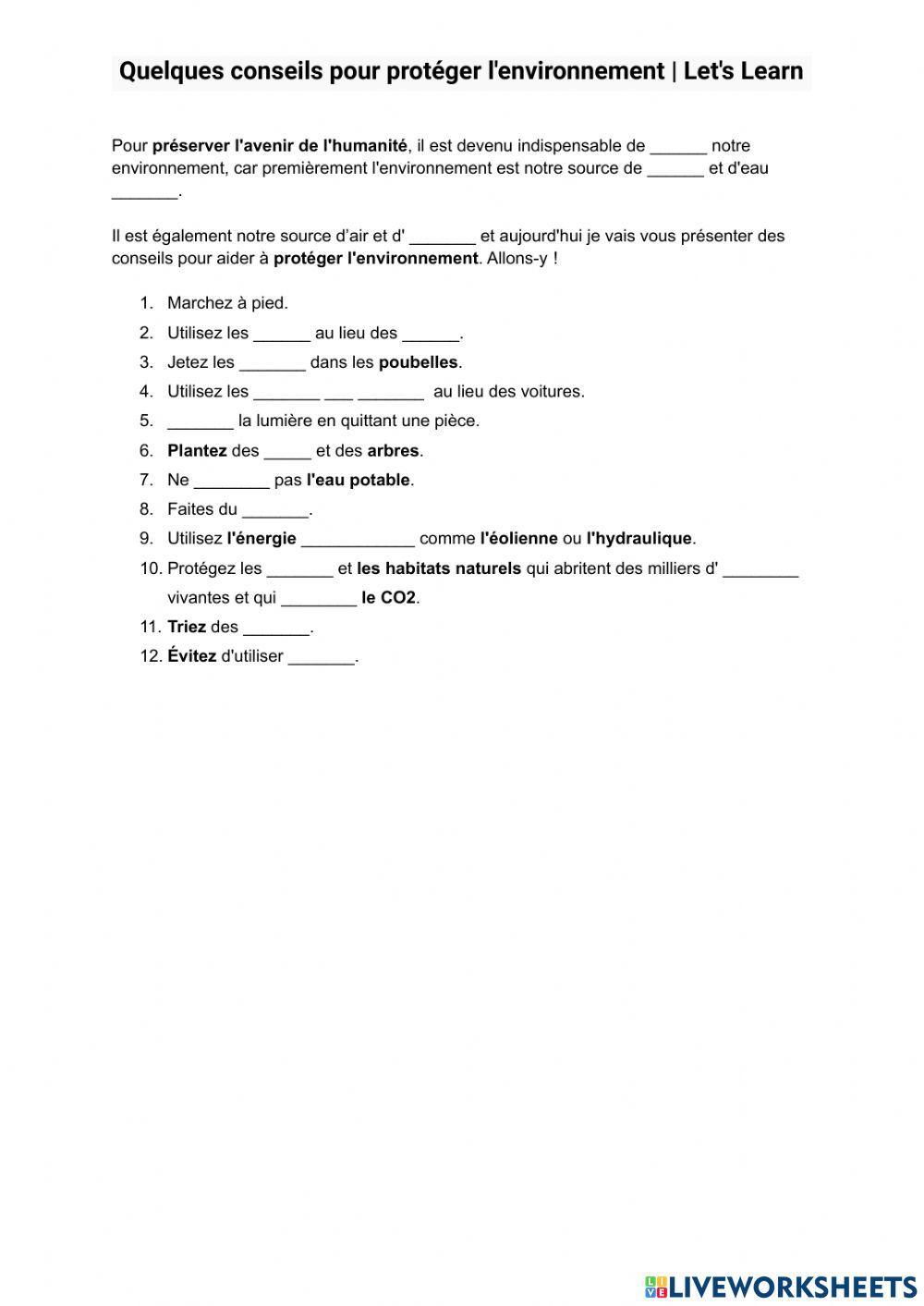 Quelques conseils pour protéger l'environnement
