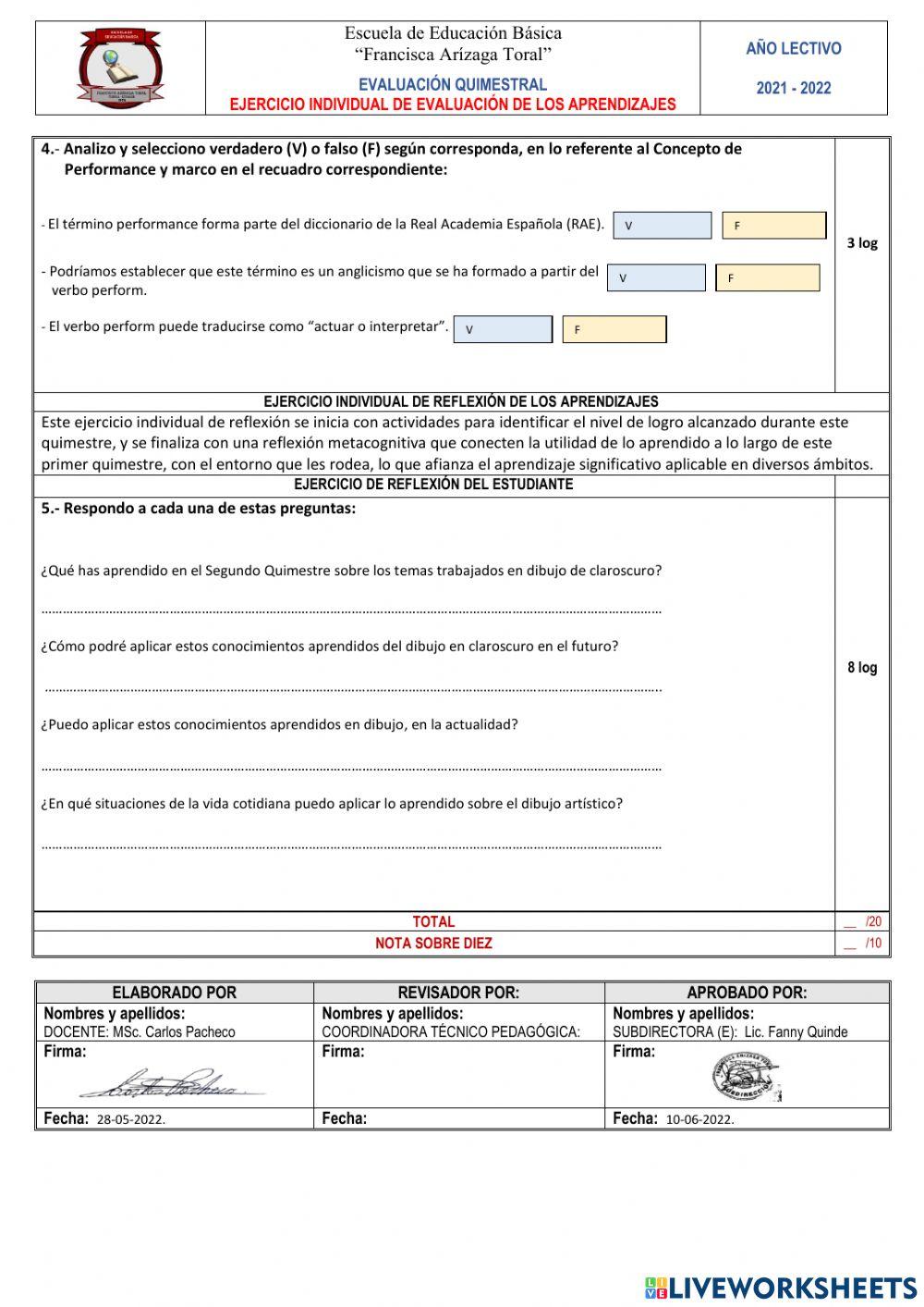 Examen de ECA - 2do. Quimestre