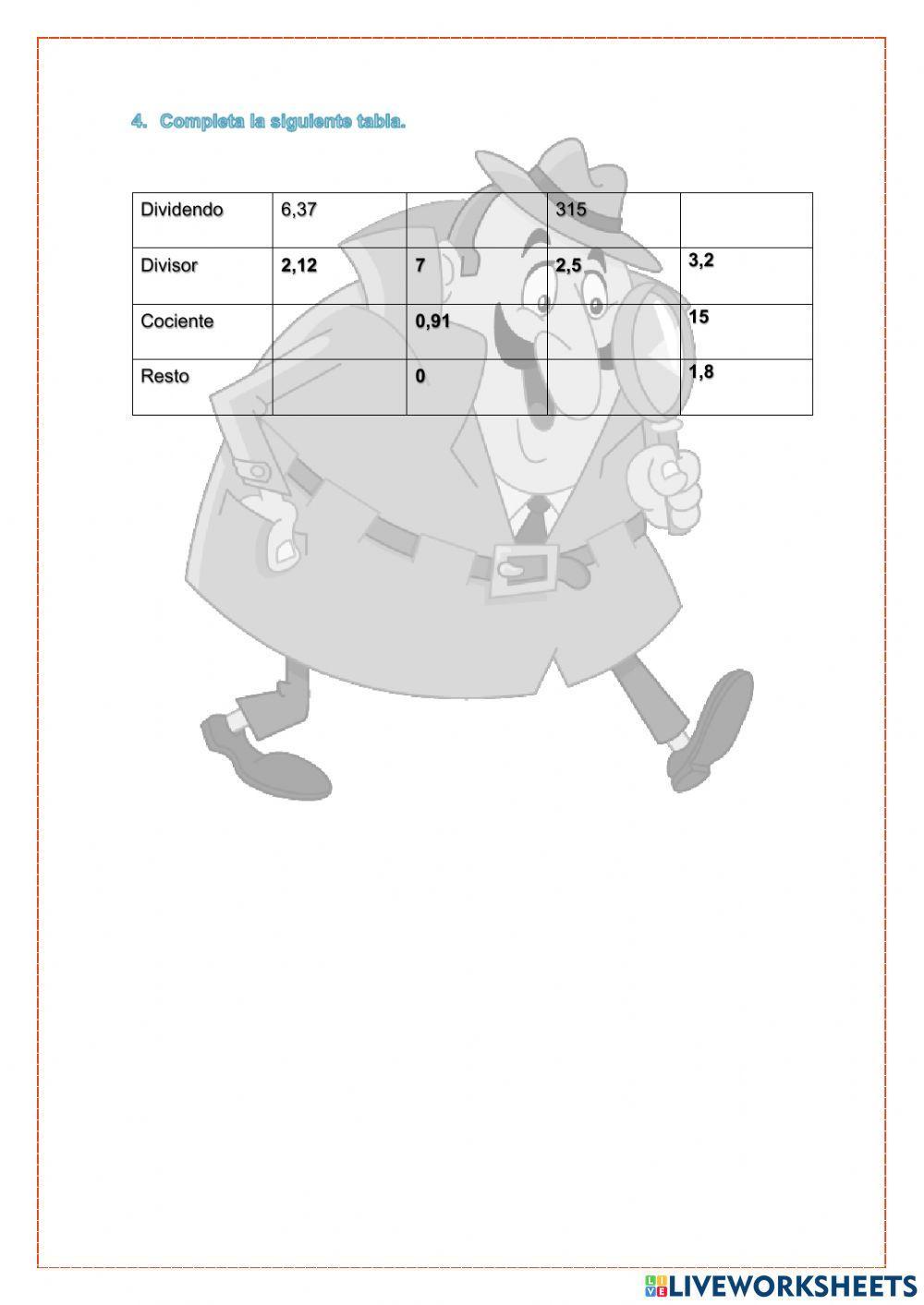 Operaciones con números decimales