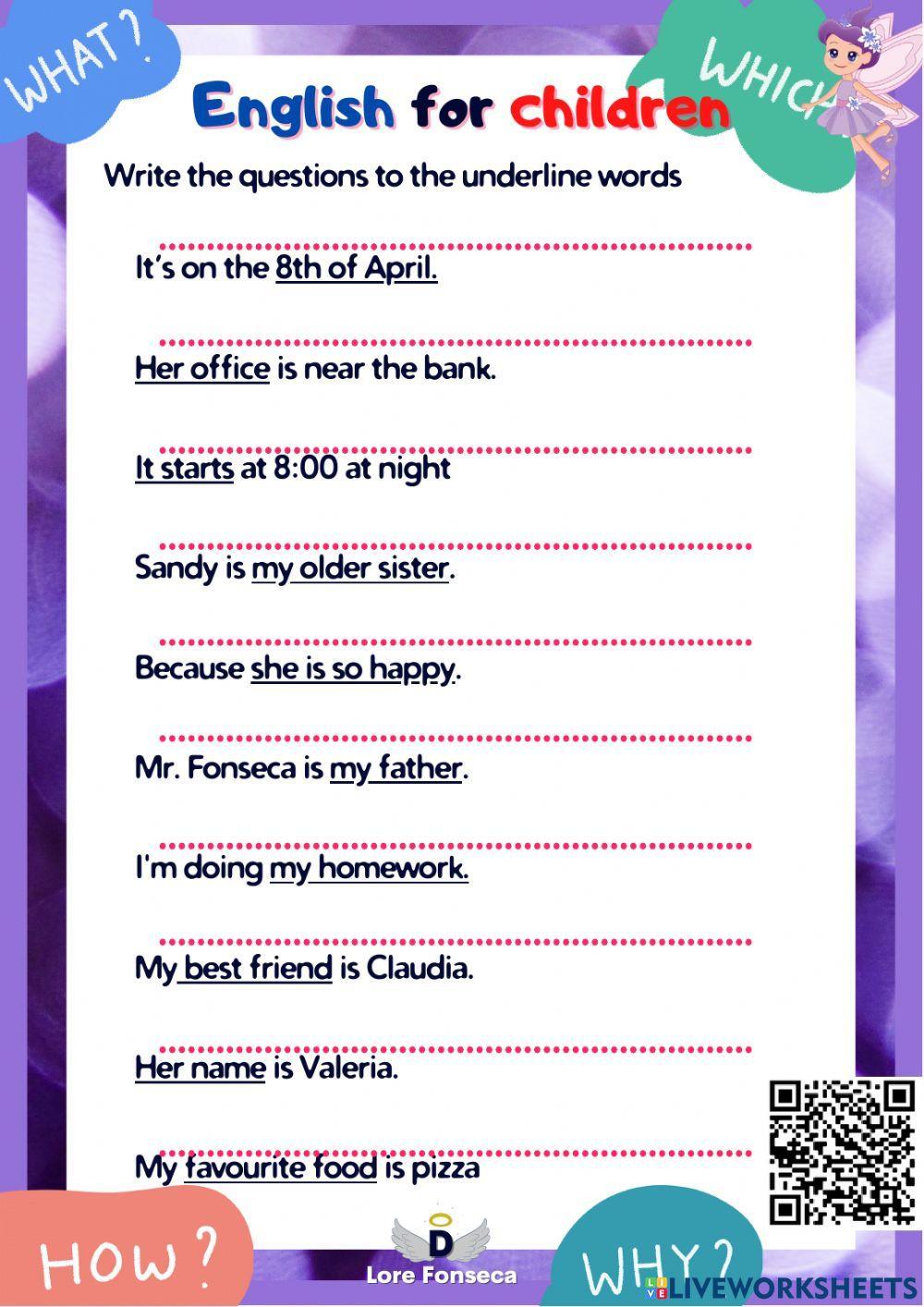 Wh questions what, who, where, when, which