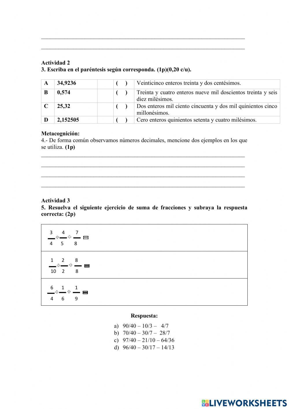 Examen de matemática