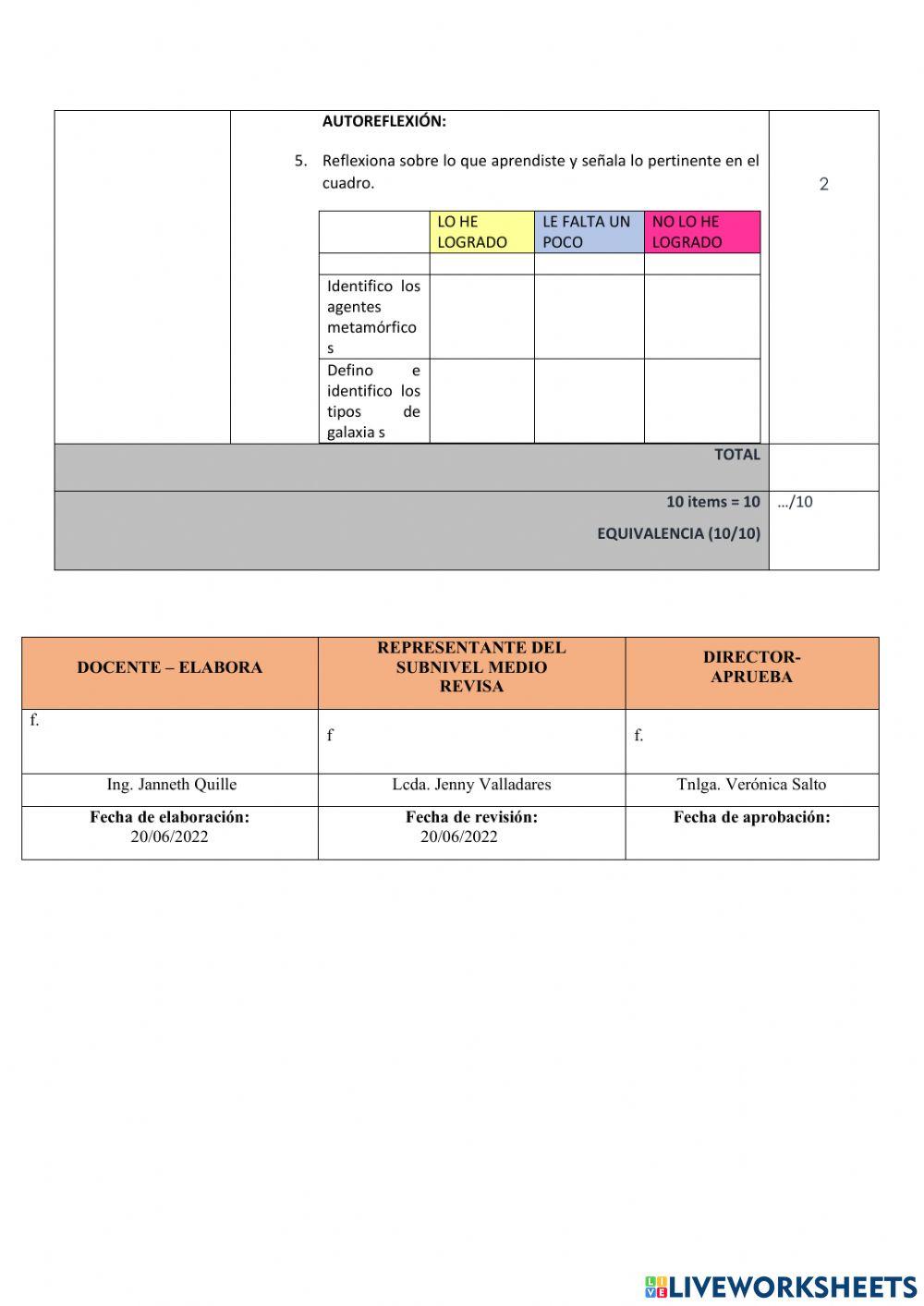 Examen del segundo quimestre
