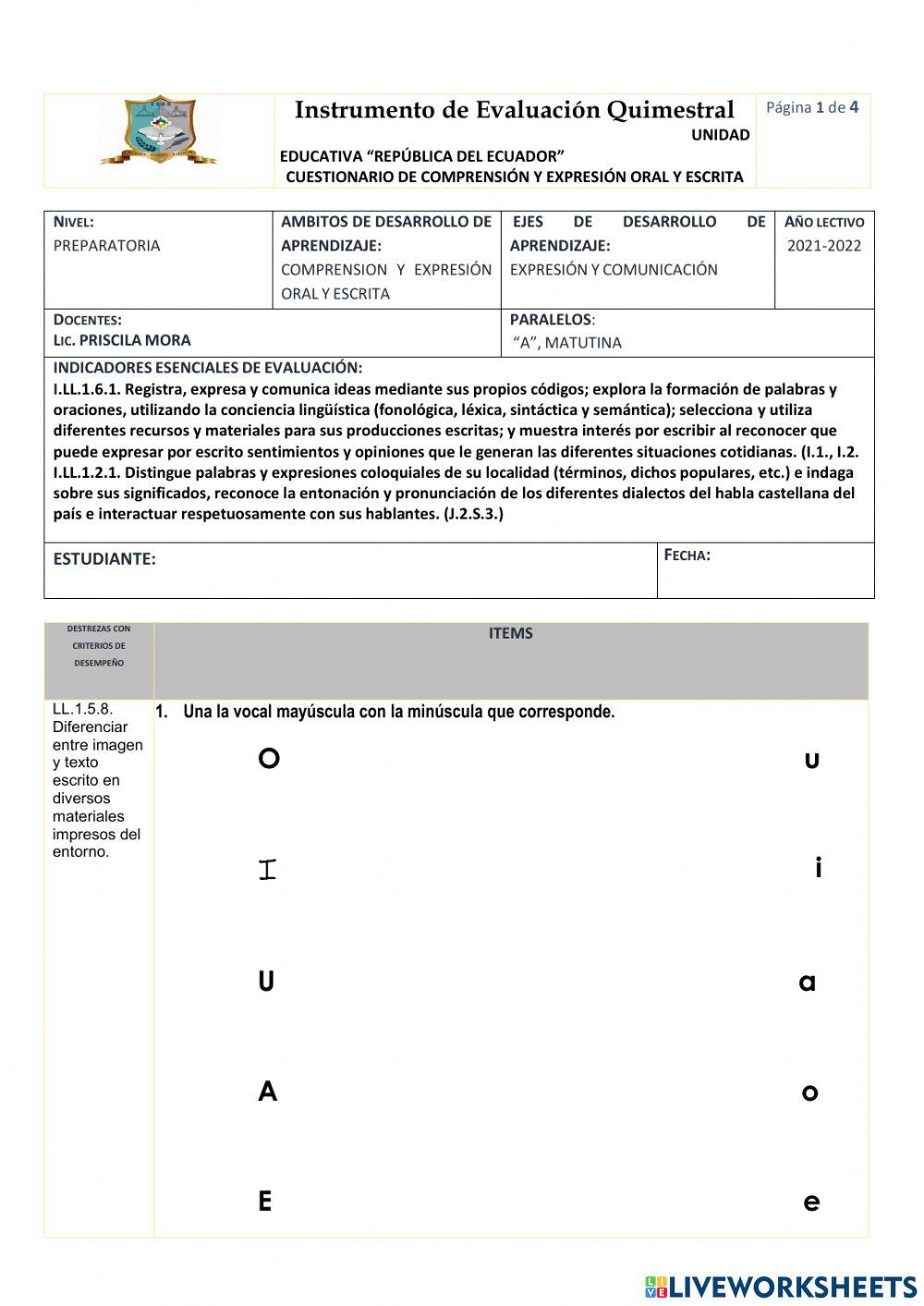 Examen g3  preparatoria República del Ecuador