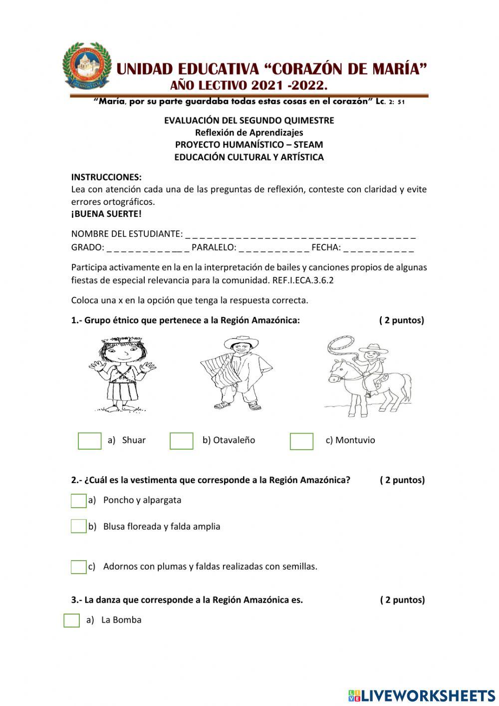 Evaluación Quimestral ECA