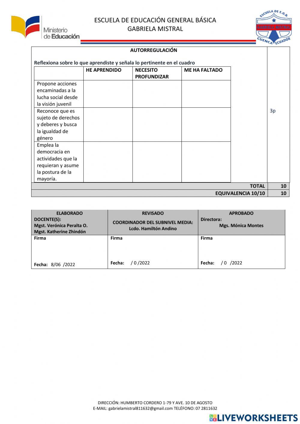 Evaluación II quimestre