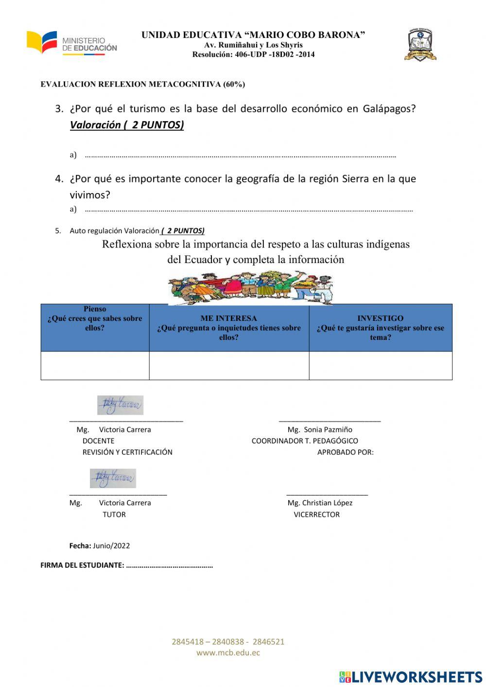 Evaluación II quimestre
