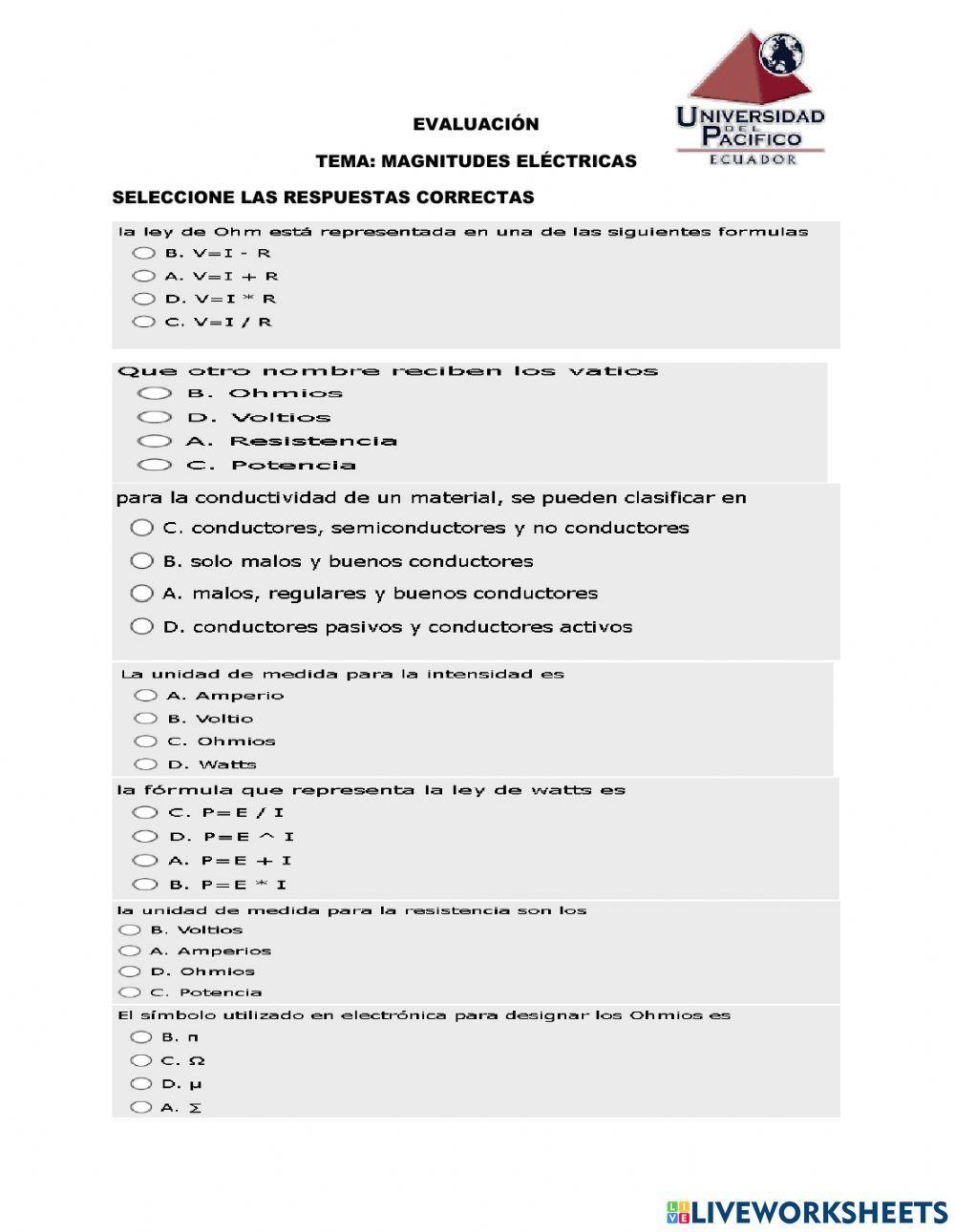 Magnitudes eléctricas