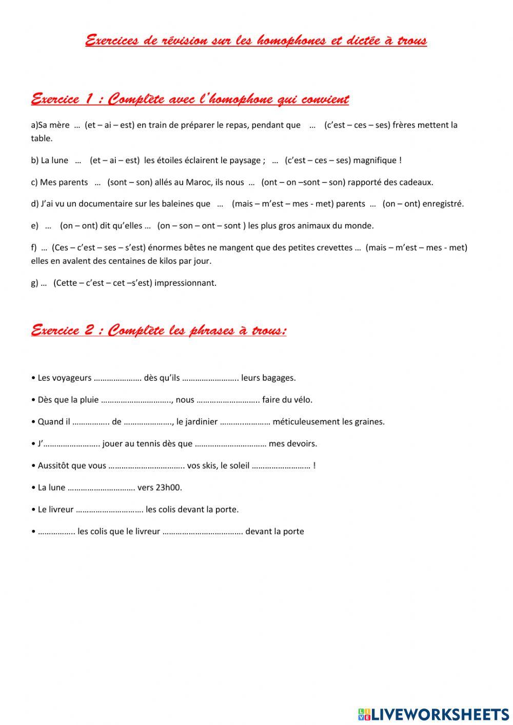 Orthographe cm 2 homophone et plus que parfait