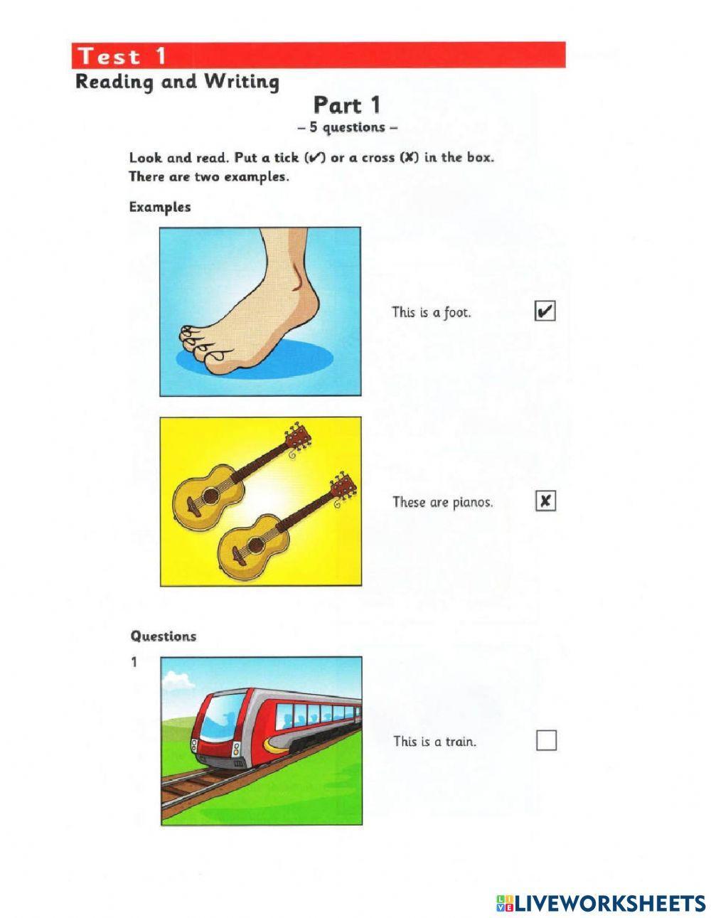 Starter 1 (2018) - Test 1 - Reading anh writing