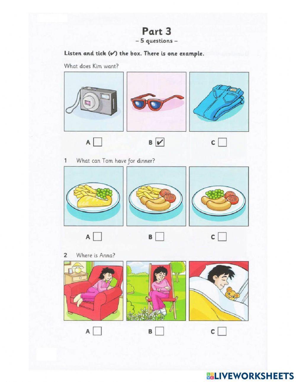 Starter 1 (2018) - Test 3 - Listening