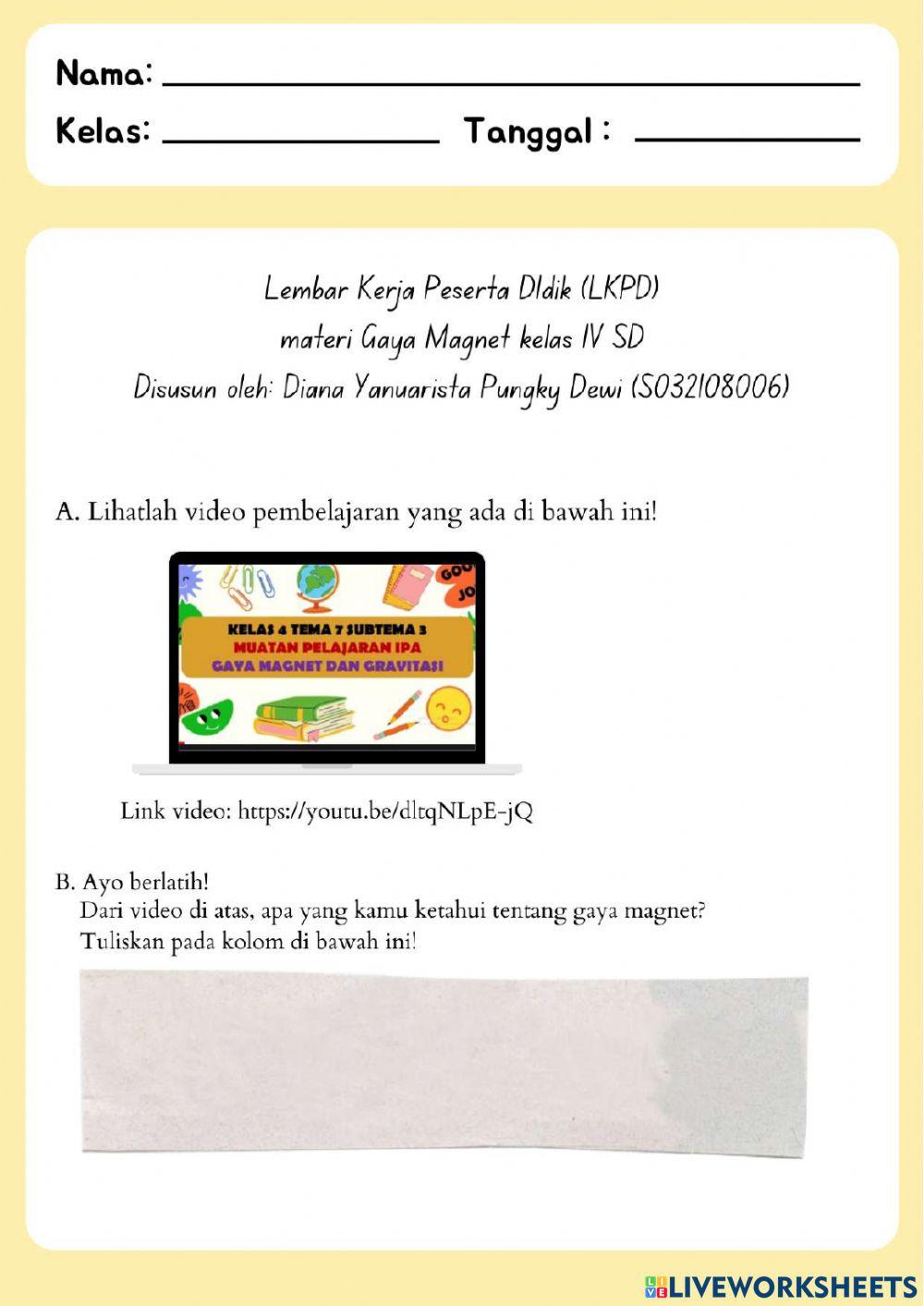 LKPD Gaya Magnet Kelas 4 SD