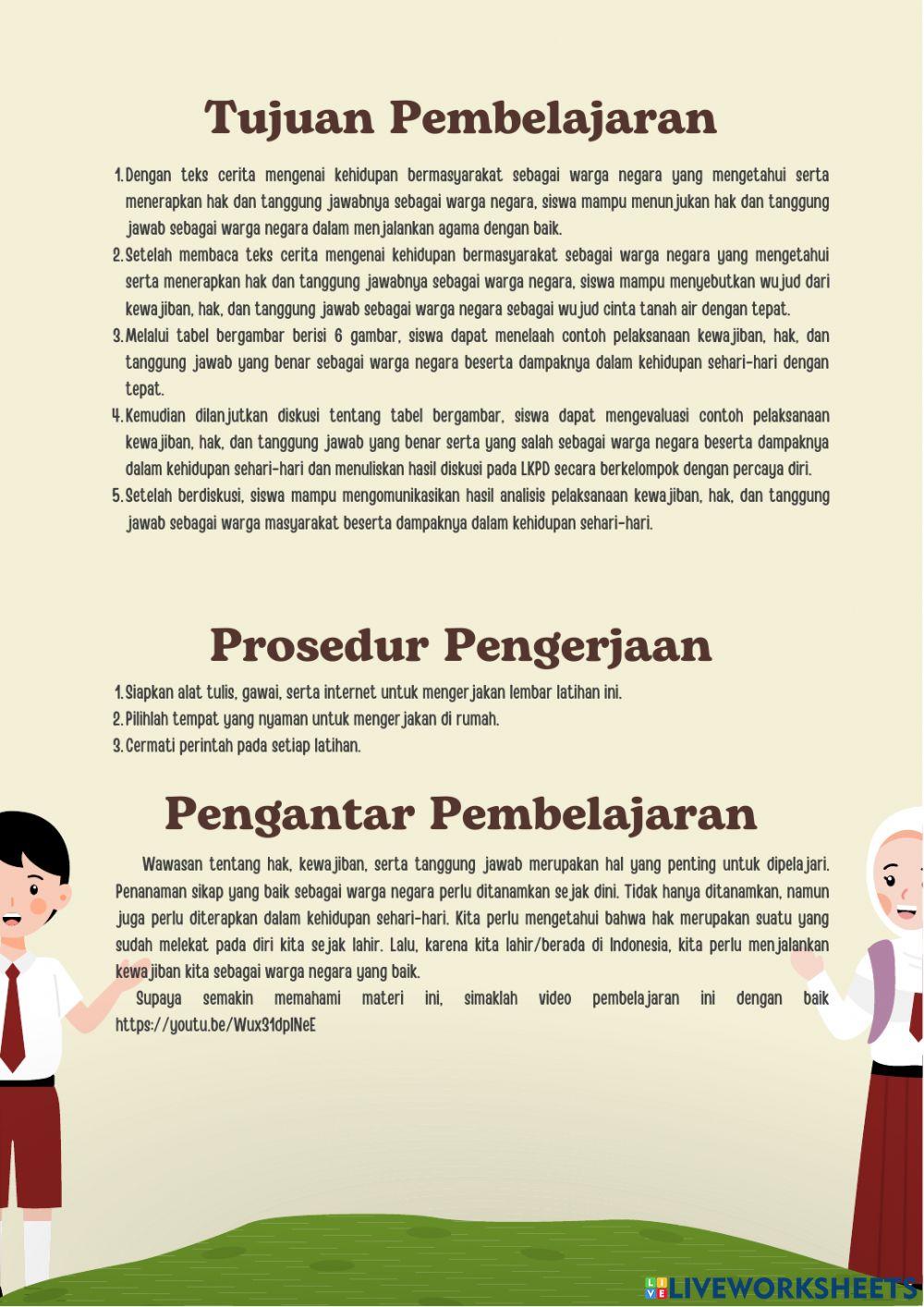 Worksheet kelas 6 tema 6