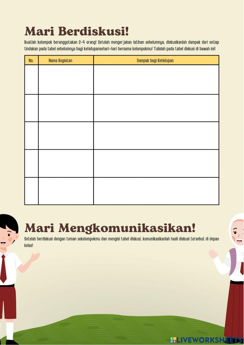 Worksheet kelas 6 tema 6