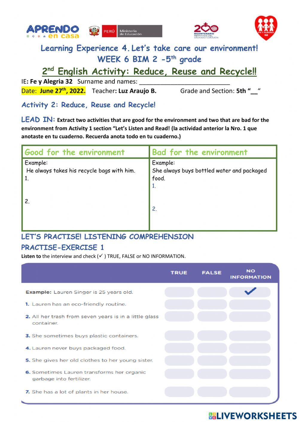 Reduce, Reuse and Recycle