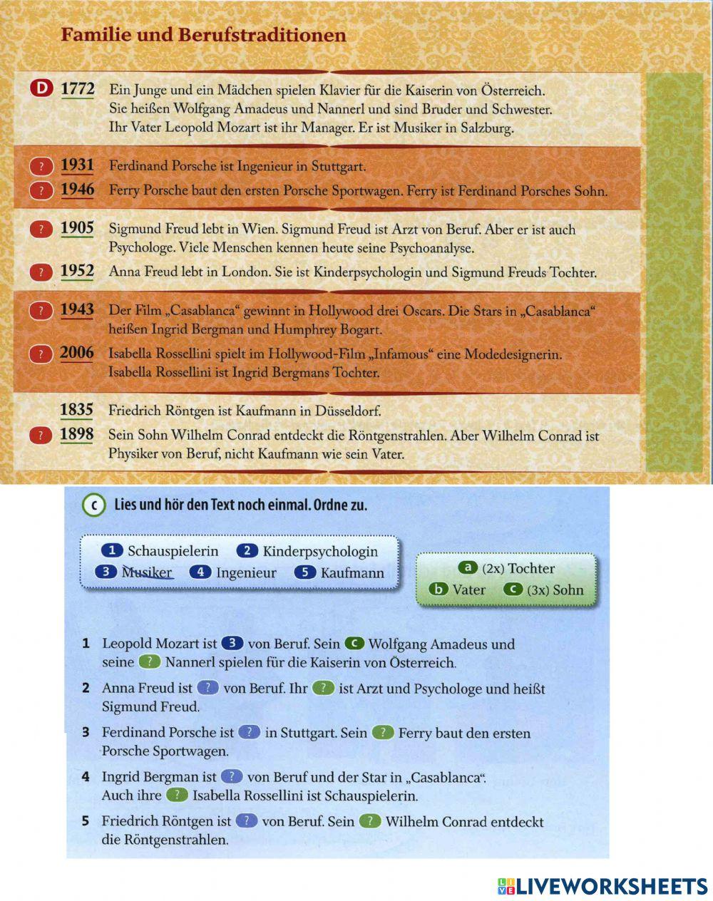 Familie und Beruftraditionen