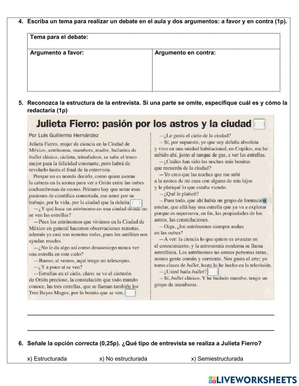 Examen Dècimo interactive worksheet | Live Worksheets