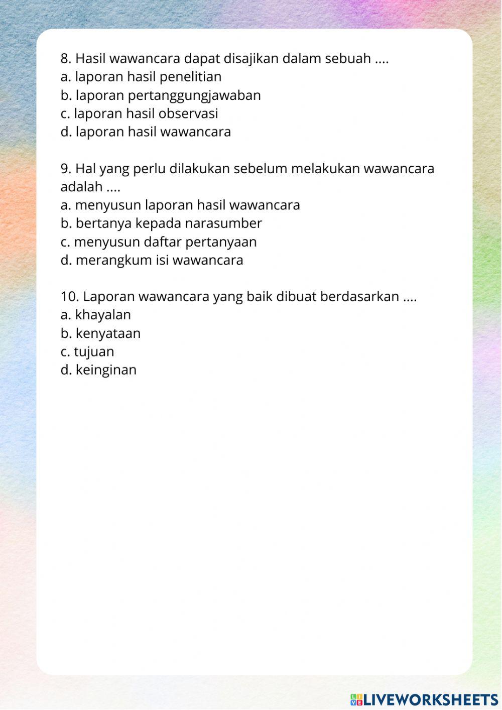Lembar Kerja Peserta Didik Kelas IV Tema 3 Subtema 2