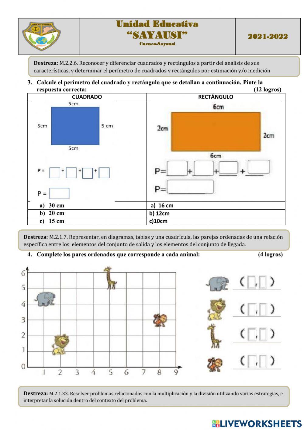 Evaluación de matemática